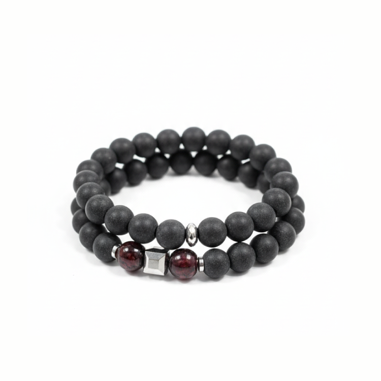 Men’s Matte Black Beaded Bracelet