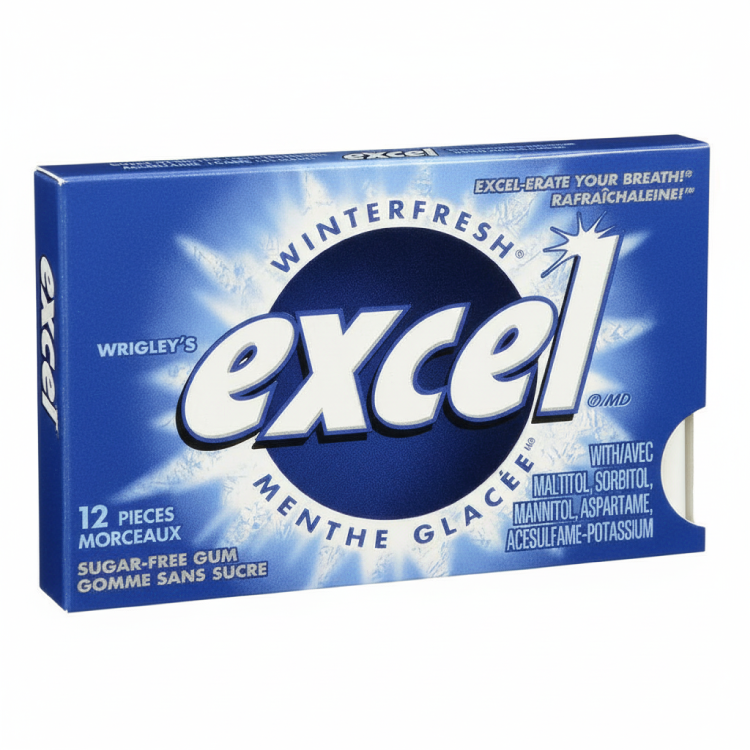 Excel Menthe Glacée Sugar-Free Gum (12 Pieces per Pack)