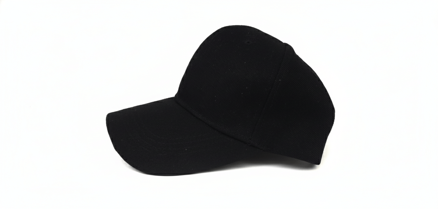 Classic Black Plain Baseball Cap (Unisex)