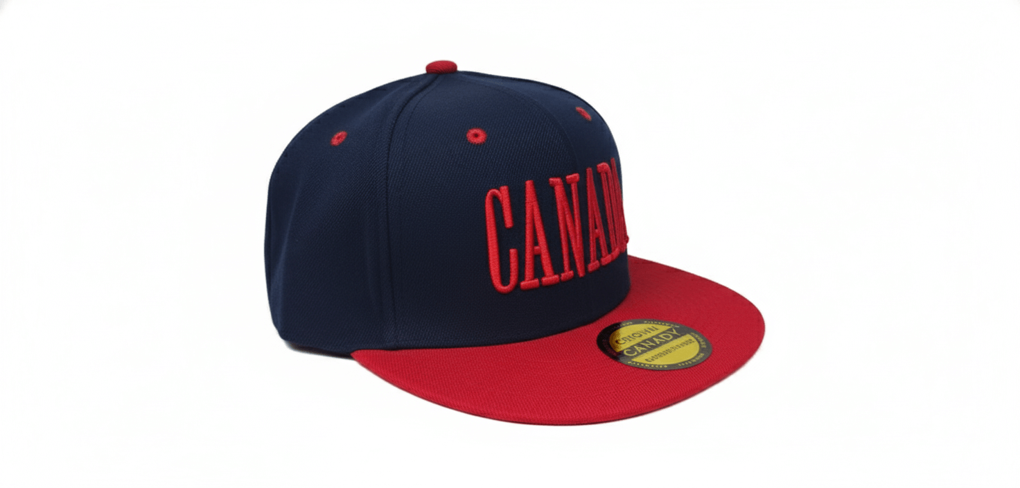 Canada Embroidered Navy & Red Snapback Cap