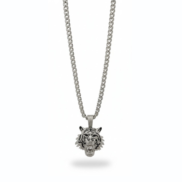 Iced-Out Wolf Head Pendant Necklace