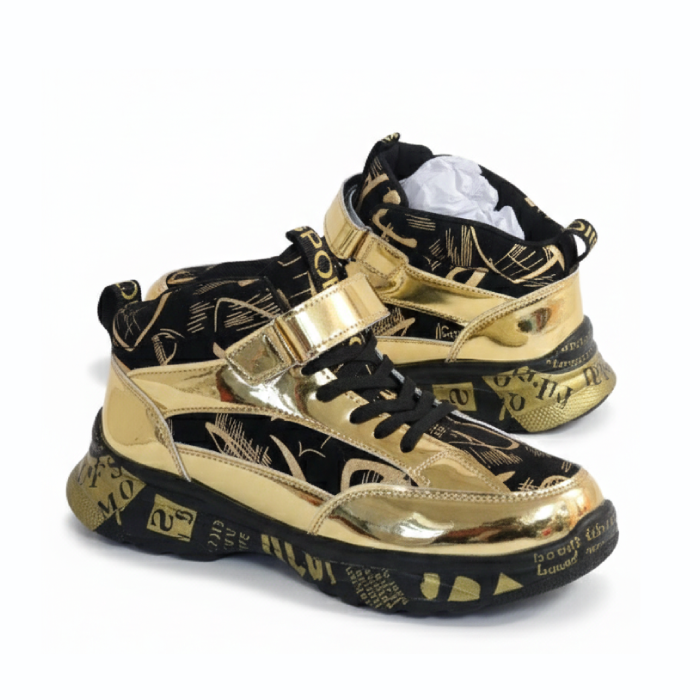 Metallic Gold High-Top Sneakers