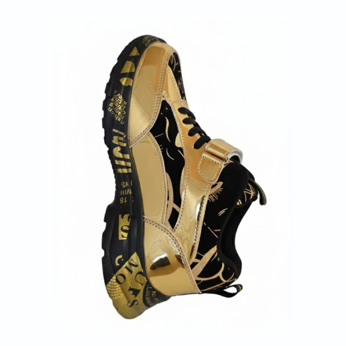 Metallic Gold High-Top Sneakers - Image 3
