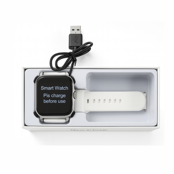 Generic Smart Watch – White Strap Fitness & Notification Watch - Image 2