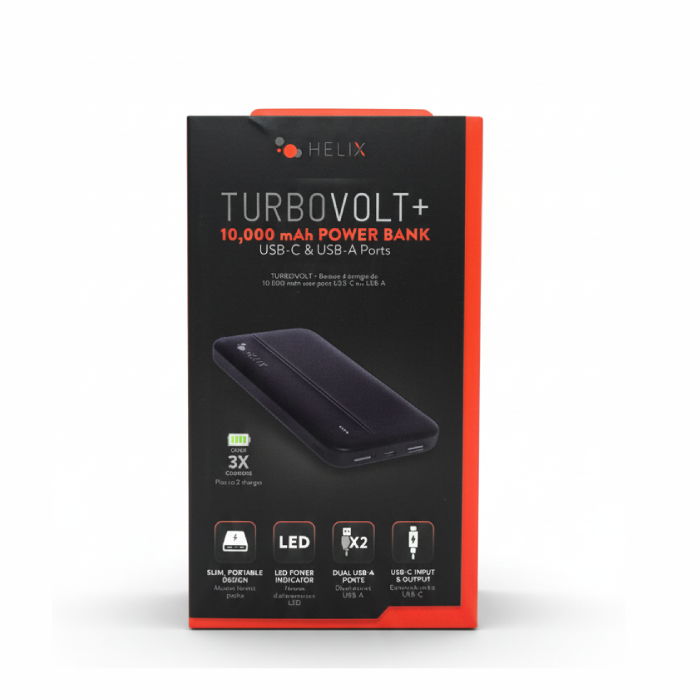 HELIX TURBOVOLT+ 10,000mAh Power Bank