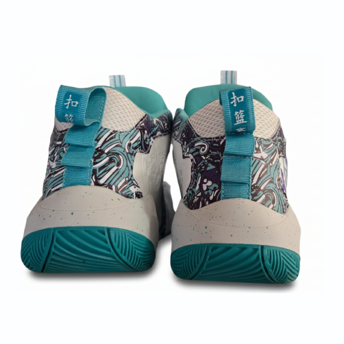 White Aqua & Purple Splash High-Top Basketball Sneaker - Image 4