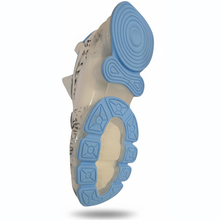 White & Blue Spotted High-Top Sport Sneaker - Image 4