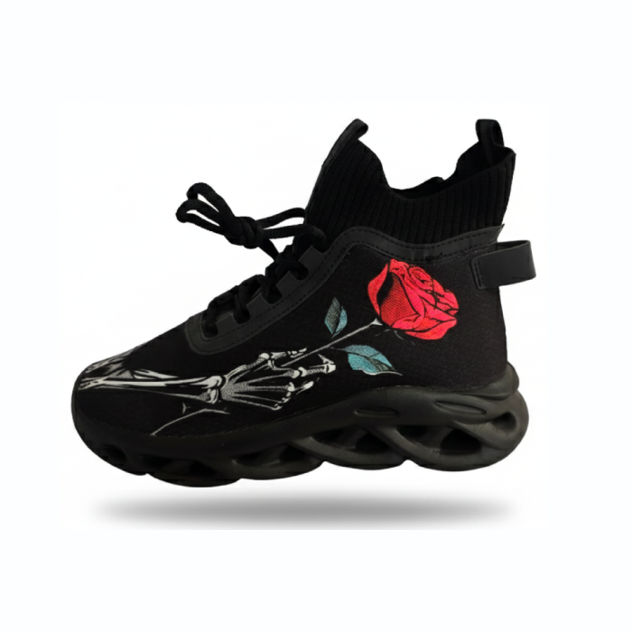 Black Rose Skeleton High-Top Fashion Sneaker - Image 2